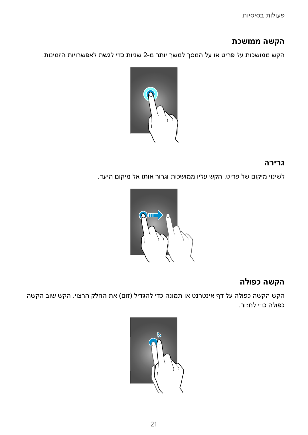 Samsung SM-A300FZDAILO, SM-A300FZKAPCL, SM-A300FZWAPTR, SM-A300FZKAPTR, SM-A300FZSAILO manual תכשוממ השקה, הרירג, הלופכ השקה 