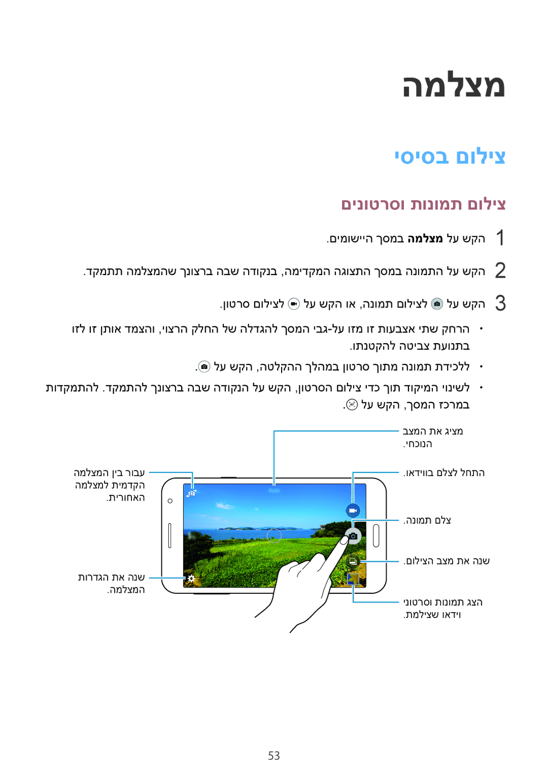 Samsung SM-A300FZKAPTR, SM-A300FZKAPCL, SM-A300FZDAILO, SM-A300FZWAPTR manual המלצמ, יסיסב םוליצ, םינוטרסו תונומת םוליצ 