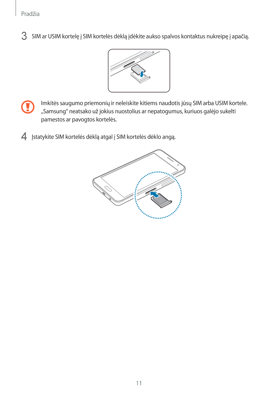 Samsung SM-A300FZDUSEB, SM-A300FZKDROM, SM-A300FZWDROM manual Pradžia 