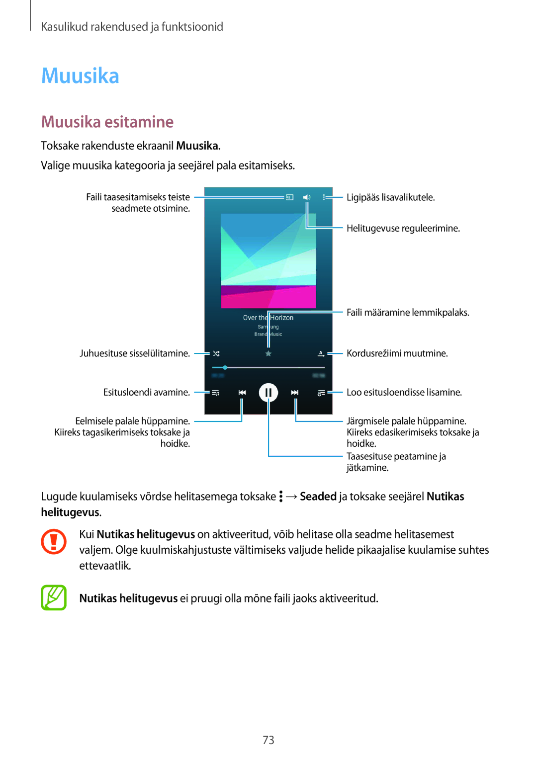 Samsung SM-A300FZWDROM, SM-A300FZKDROM, SM-A300FZDUSEB manual Muusika esitamine 