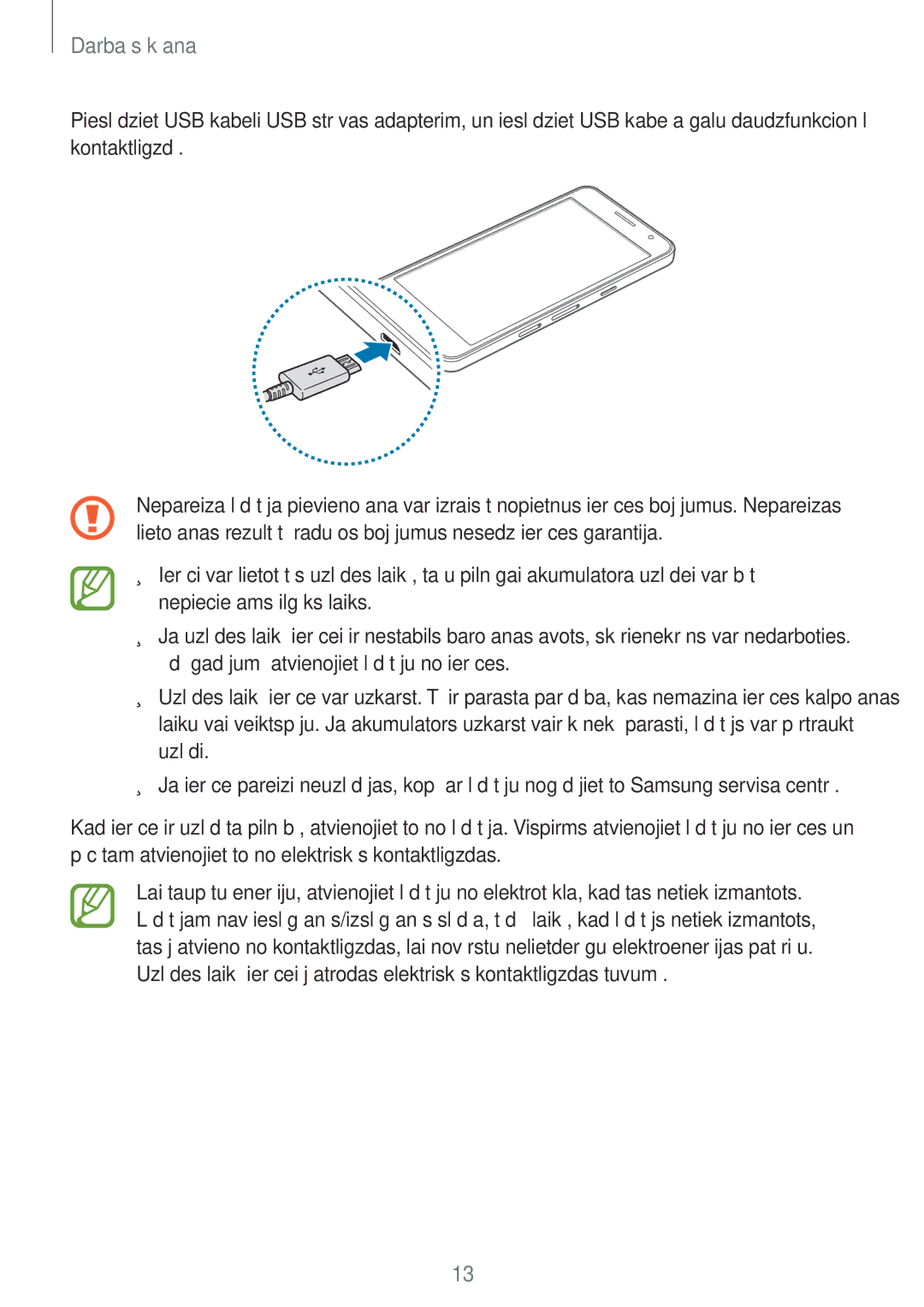 Samsung SM-A300FZWDROM, SM-A300FZKDROM, SM-A300FZDUSEB manual Darba sākšana 