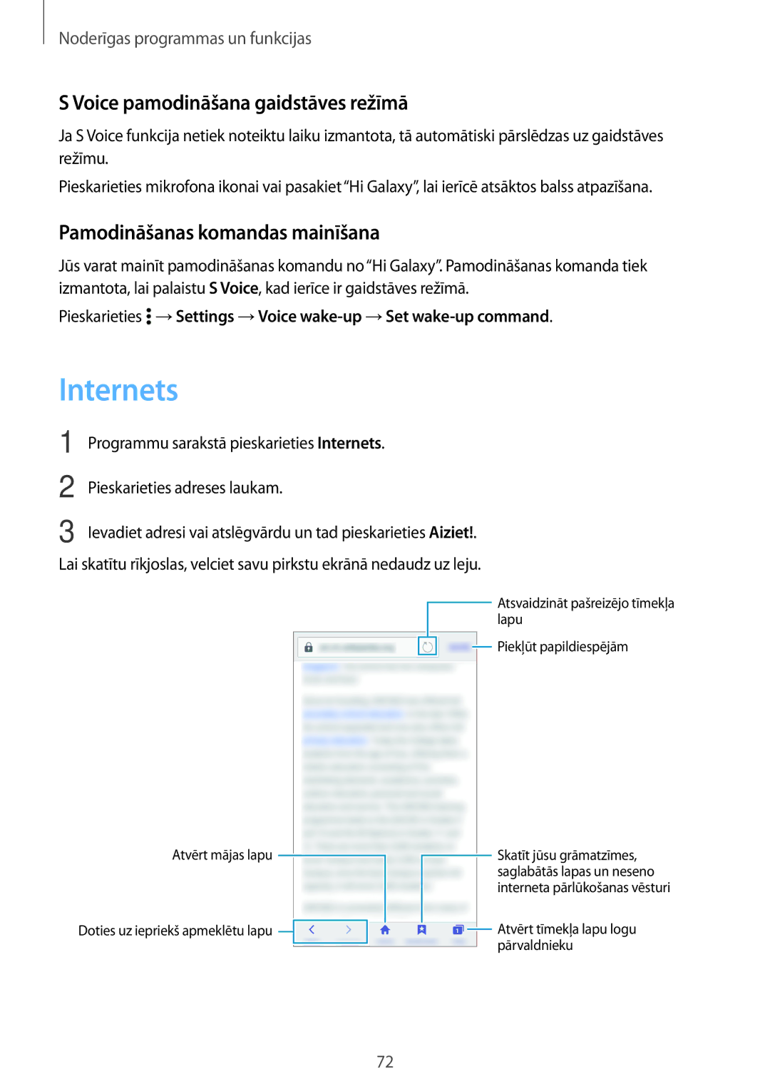 Samsung SM-A300FZKDROM, SM-A300FZWDROM Internets, Voice pamodināšana gaidstāves režīmā, Pamodināšanas komandas mainīšana 