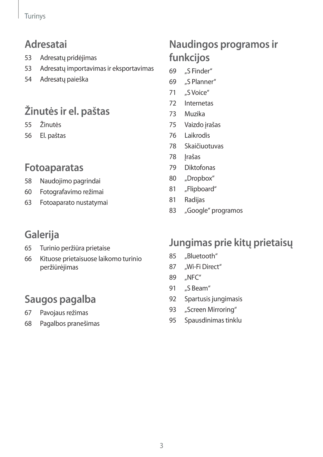 Samsung SM-A300FZKDROM, SM-A300FZWDROM, SM-A300FZDUSEB manual Adresatai 