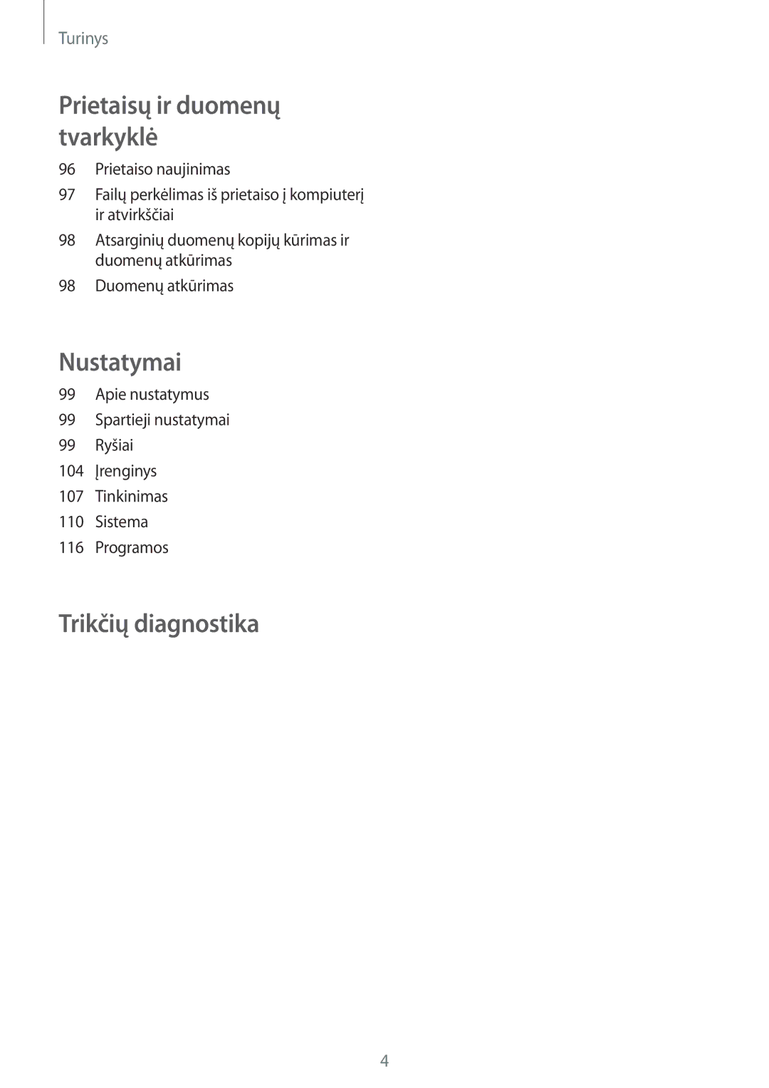 Samsung SM-A300FZWDROM, SM-A300FZKDROM, SM-A300FZDUSEB manual Nustatymai 