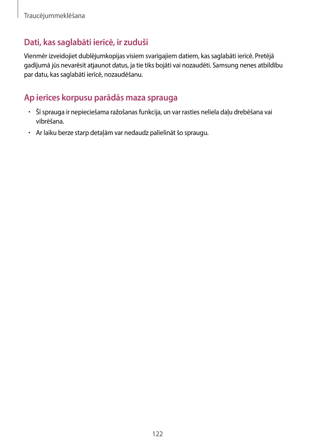 Samsung SM-A300FZDUSEB, SM-A300FZKDROM, SM-A300FZWDROM manual Dati, kas saglabāti ierīcē, ir zuduši 