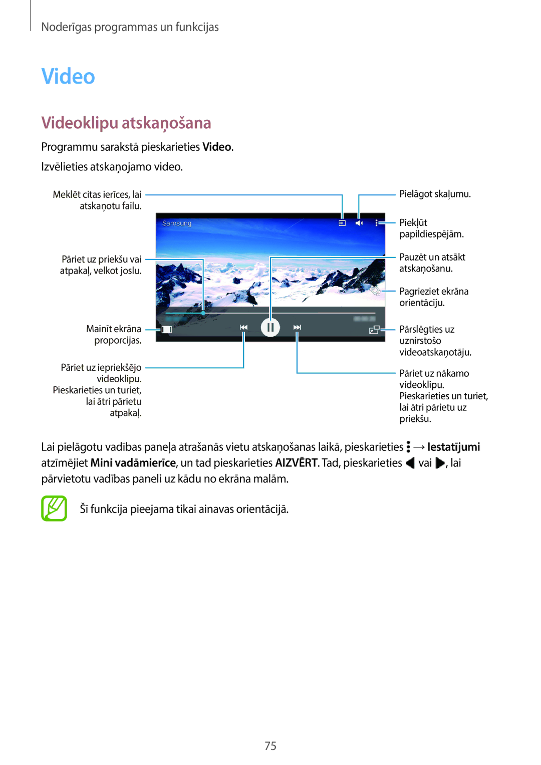 Samsung SM-A300FZKDROM, SM-A300FZWDROM, SM-A300FZDUSEB manual Videoklipu atskaņošana 