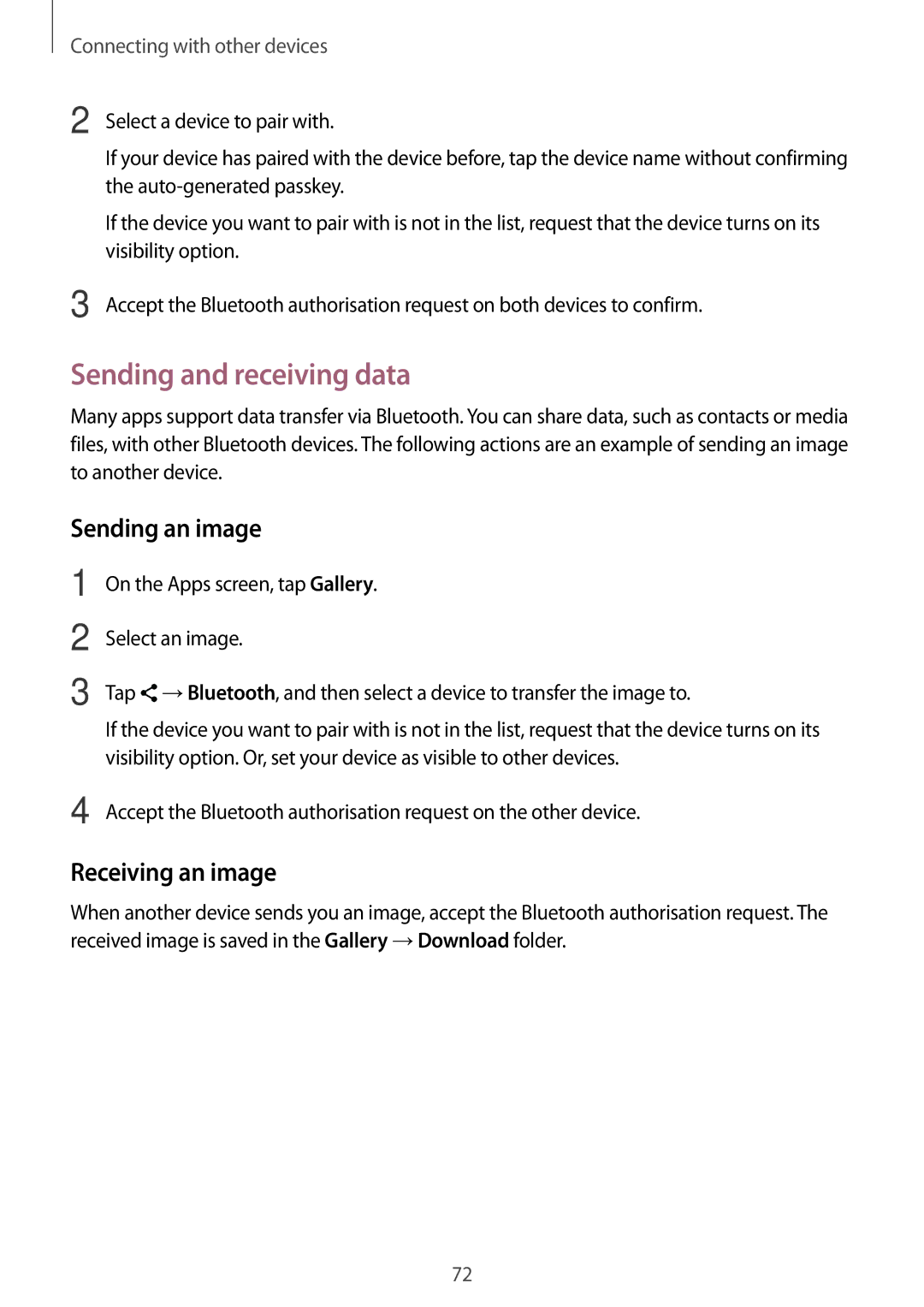 Samsung SM-A300FZWAILO, SM-A300FZKDROM, SM-A300FZWDROM Sending and receiving data, Sending an image, Receiving an image 