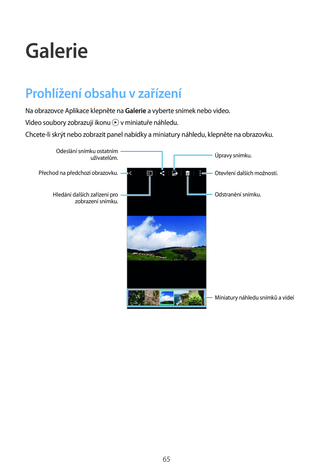 Samsung SM-A300FZKDROM, SM-A300FZWDROM, SM-A300FZKDATO, SM-A300FZKDAUT, SM-A300FZDDAUT Galerie, Prohlížení obsahu v zařízení 