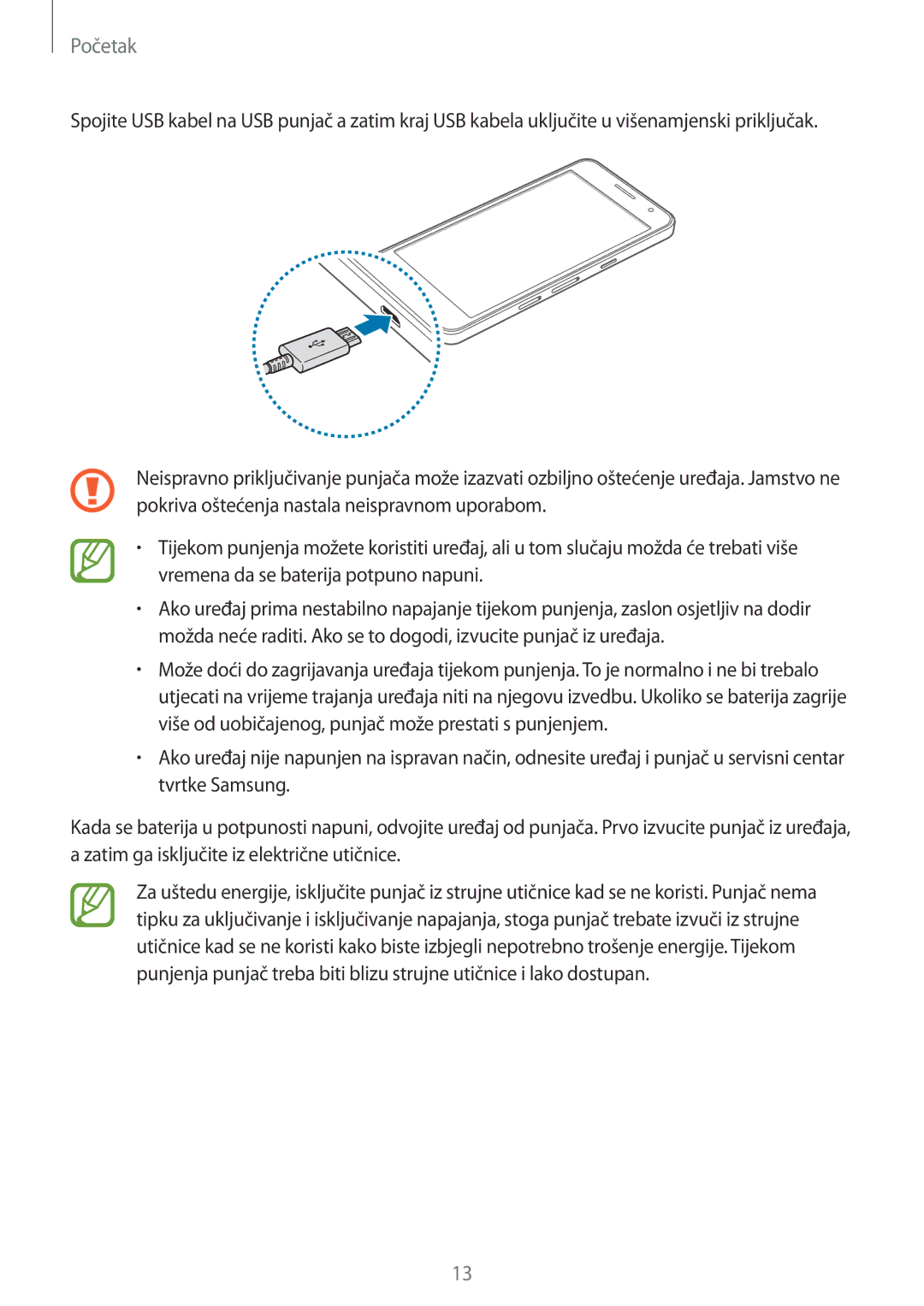 Samsung SM-A300FZWDSEE, SM-A300FZKDSEE, SM-A300FZWUSEE manual Početak 