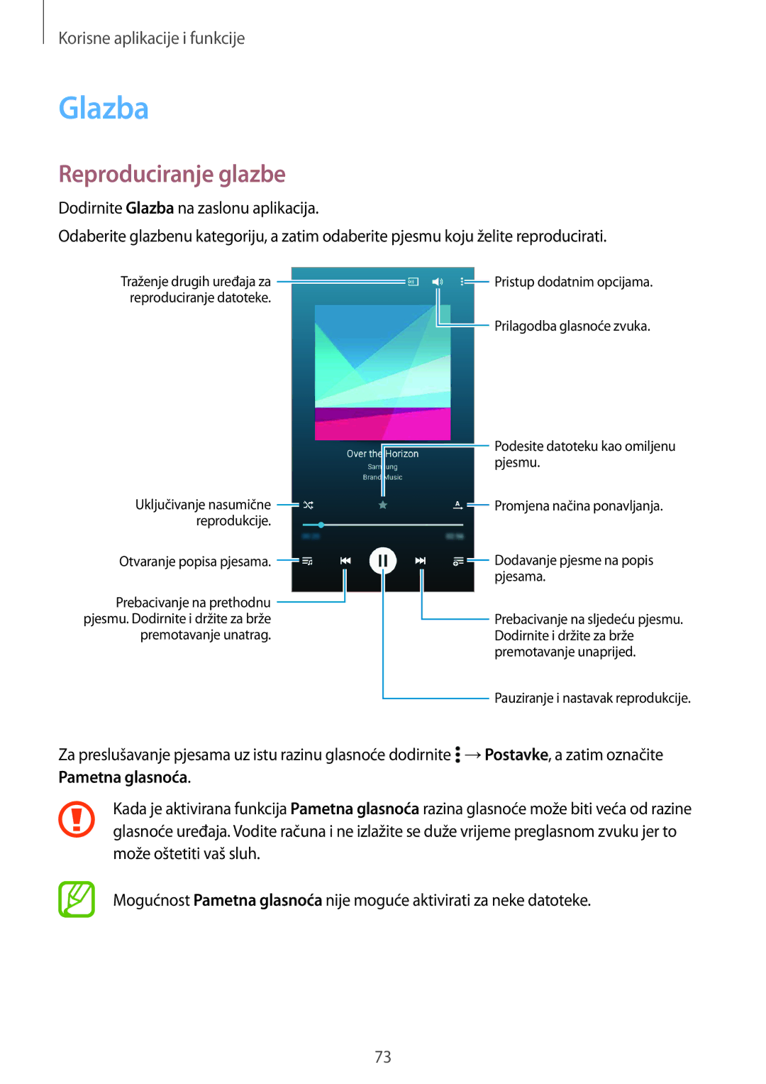 Samsung SM-A300FZWDSEE, SM-A300FZKDSEE, SM-A300FZWUSEE manual Glazba, Reproduciranje glazbe 