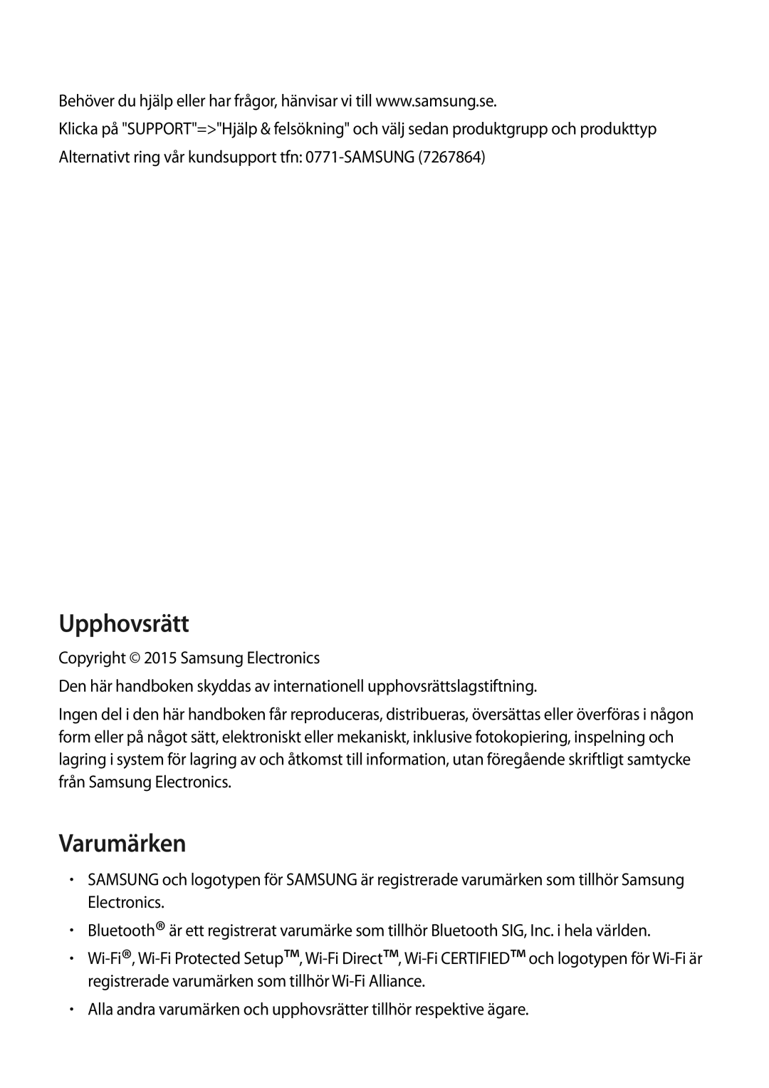 Samsung SM-A300FZSUTEN, SM-A300FZKUNEE, SM-A300FZWUTEN, SM-A300FZSUNEE, SM-A300FZBUNEE, SM-A300FZKUHTS manual Upphovsrätt 