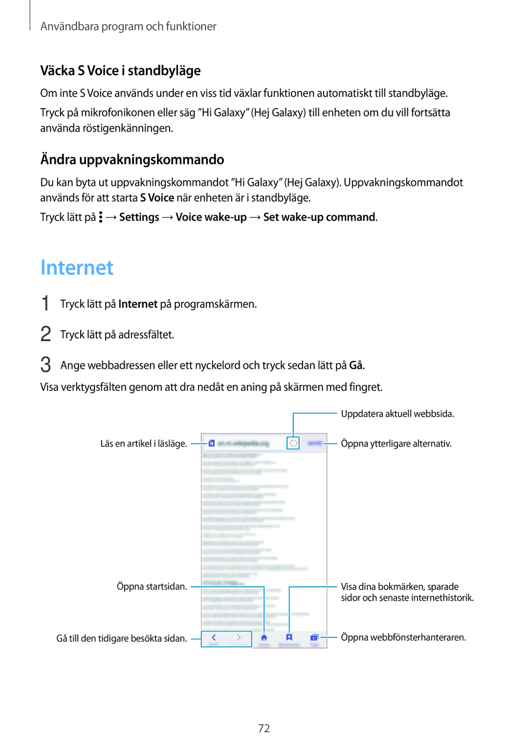 Samsung SM-A300FZSUTEN, SM-A300FZKUNEE, SM-A300FZWUTEN Internet, Väcka S Voice i standbyläge, Ändra uppvakningskommando 