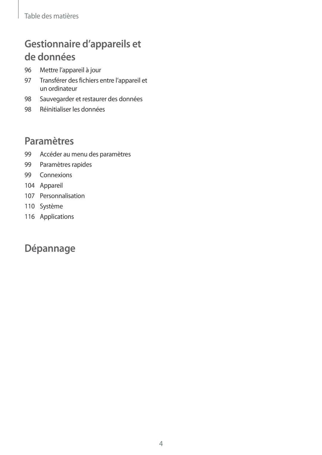 Samsung SM-A300FZWUBOG, SM-A300FZSUXEF, SM-A300FZKUBOG, SM-A300FZWUFTM, SM-A300FZWUSFR, SM-A300FZWUXEF manual Dépannage 