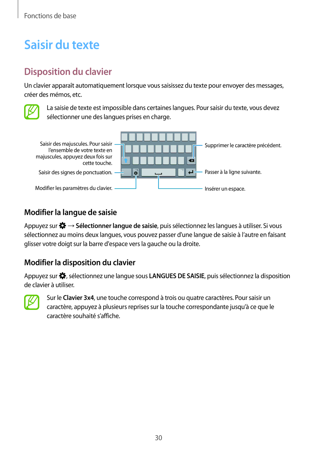 Samsung SM-A300FZSUXEF, SM-A300FZKUBOG manual Saisir du texte, Disposition du clavier, Modifier la langue de saisie 