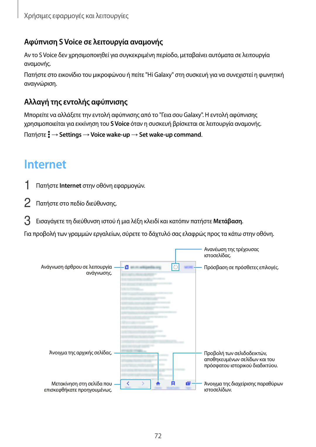 Samsung SM-A300FZKUCYV, SM-A300FZWUVGR Internet, Αφύπνιση S Voice σε λειτουργία αναμονής, Αλλαγή της εντολής αφύπνισης 