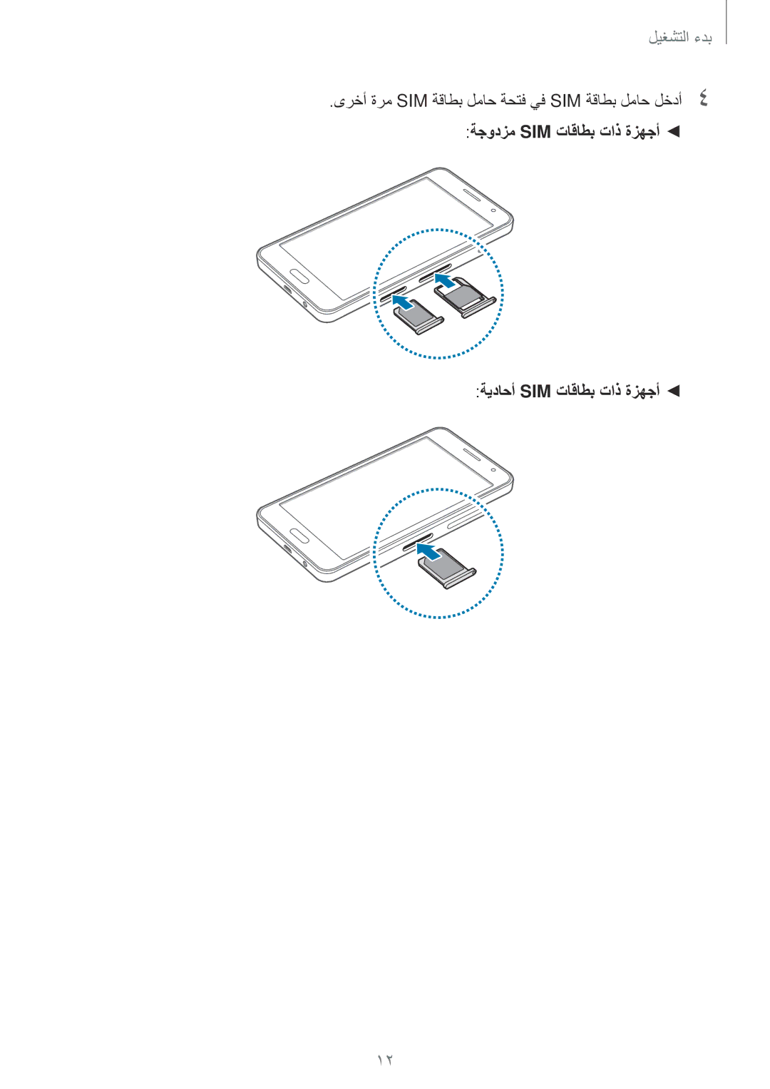 Samsung SM-A300HZKDTHR, SM-A300HZDDEGY, SM-A300HZWDKSA, SM-A300HZWDEGY ىرخأ ةرم SIM ةقاطب لماح ةحتف يف SIM ةقاطب لماح لخدأ4 