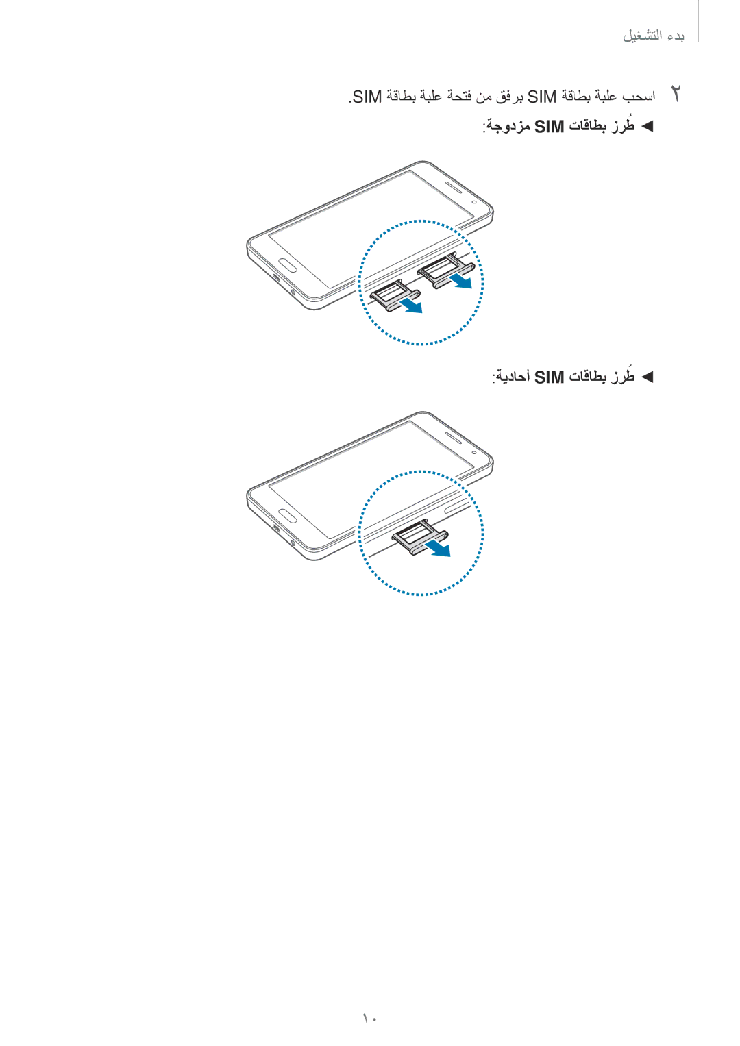 Samsung SM-A300HZDDEGY, SM-A300HZWDKSA, SM-A300HZKDTHR, SM-A300HZWDEGY manual SIM ةقاطب ةبلع ةحتف نم قفرب SIM ةقاطب ةبلع بحسا2 