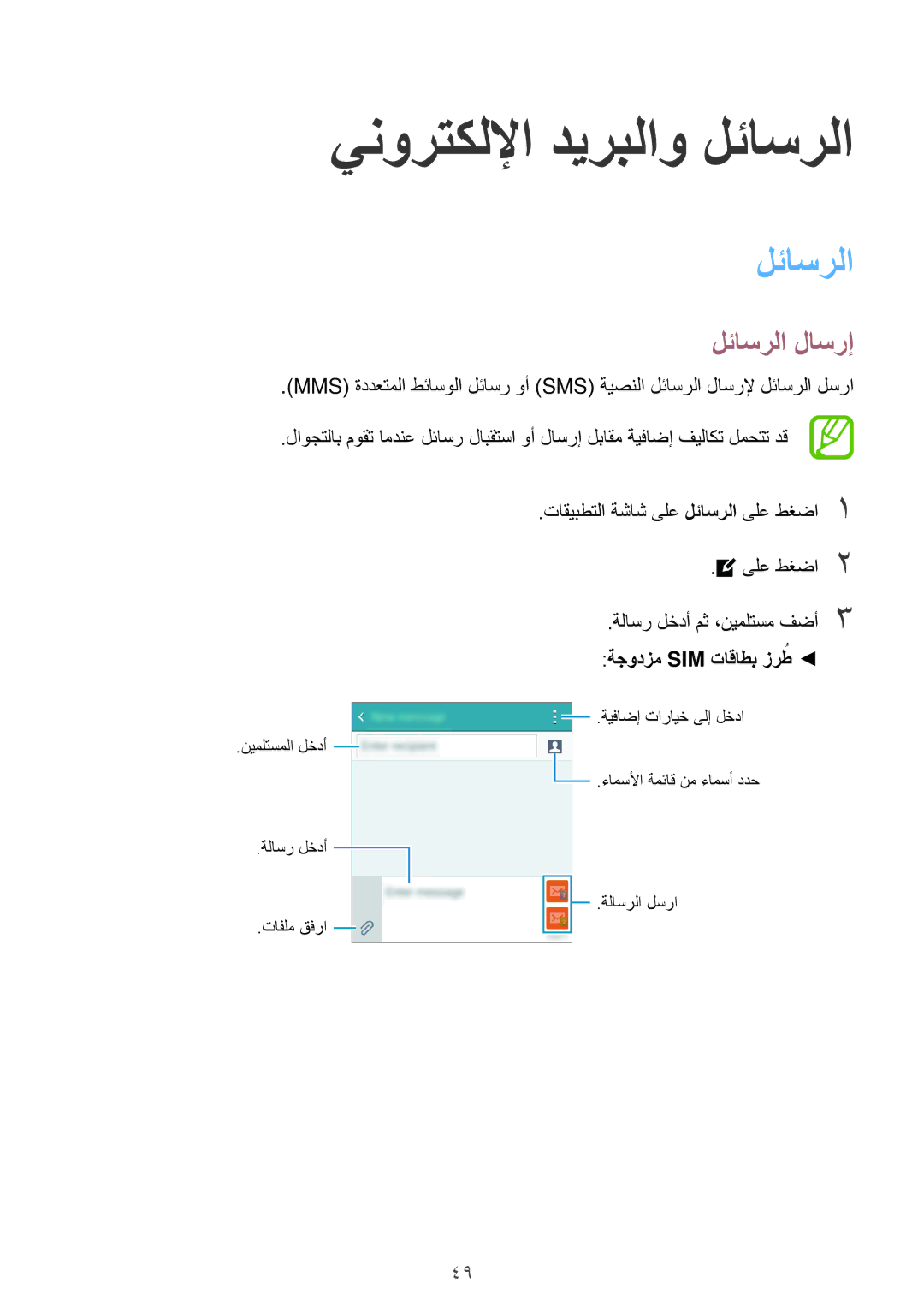 Samsung SM-A300HZKDKSA, SM-A300HZDDEGY, SM-A300HZWDKSA ينورتكللإا ديربلاو لئاسرلا, لئاسرلا لاسرإ, ةجودزم Sim تاقاطب زرطُ 