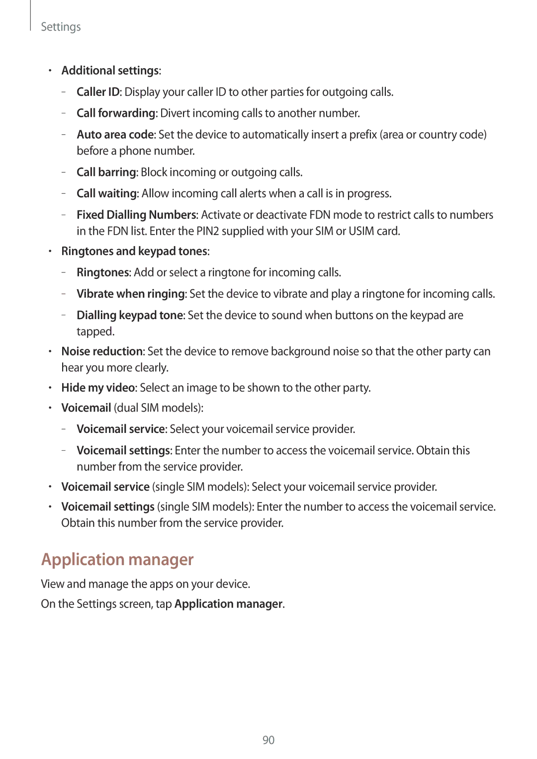 Samsung SM-A300HZDDEGY, SM-A300HZWDKSA, SM-A300HZKDTHR Application manager, Additional settings, Ringtones and keypad tones 