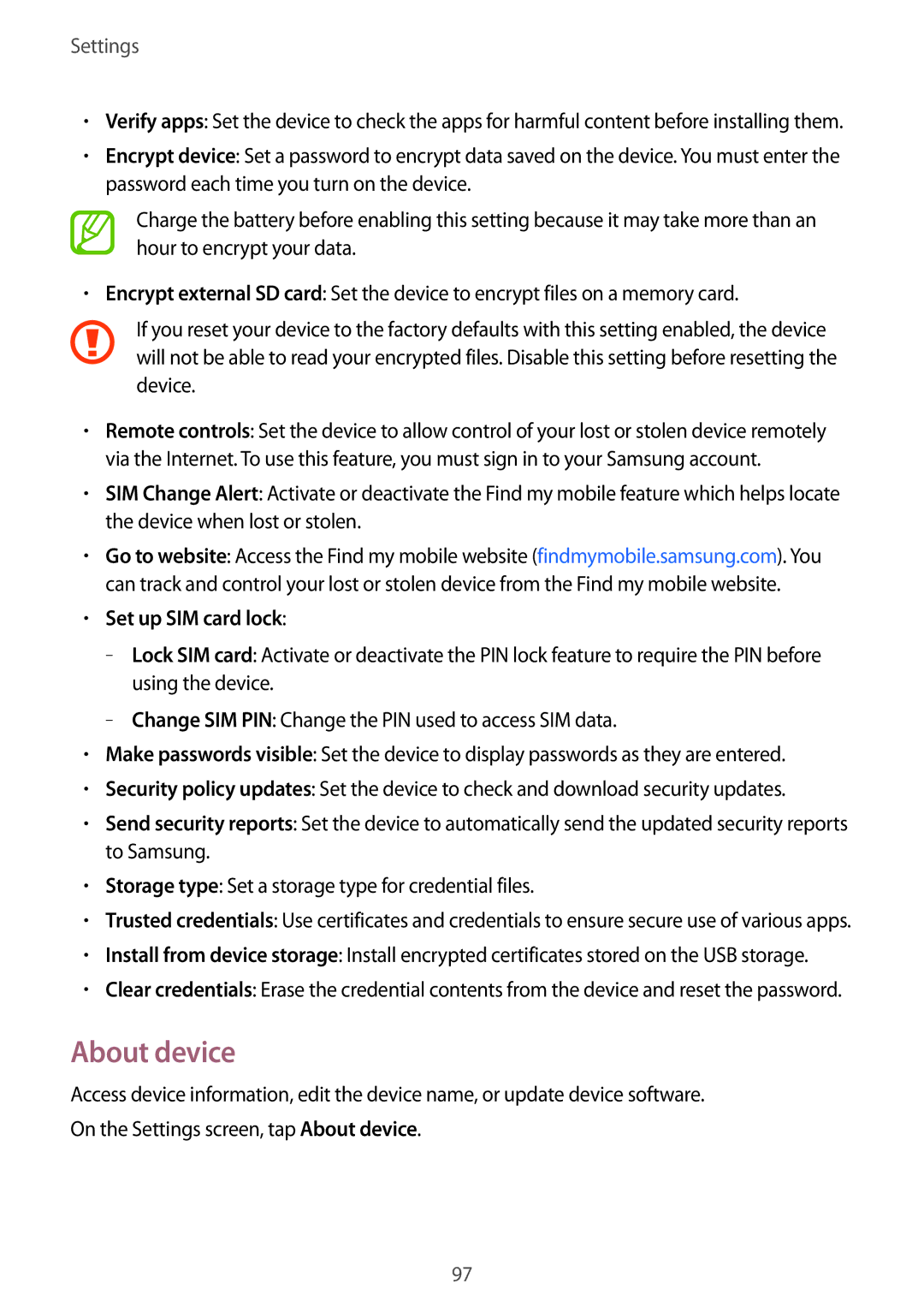 Samsung SM-A300HZWDCAC, SM-A300HZDDEGY, SM-A300HZWDKSA, SM-A300HZKDTHR, SM-A300HZWDEGY About device, Set up SIM card lock 