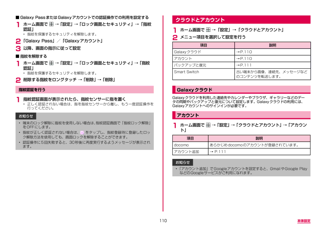 Samsung SM-A310DZKADCM, SM-A310DZGADCM, SM-A310DZIADCM, SM-A310DZWADCM manual クラウドとアカウント 