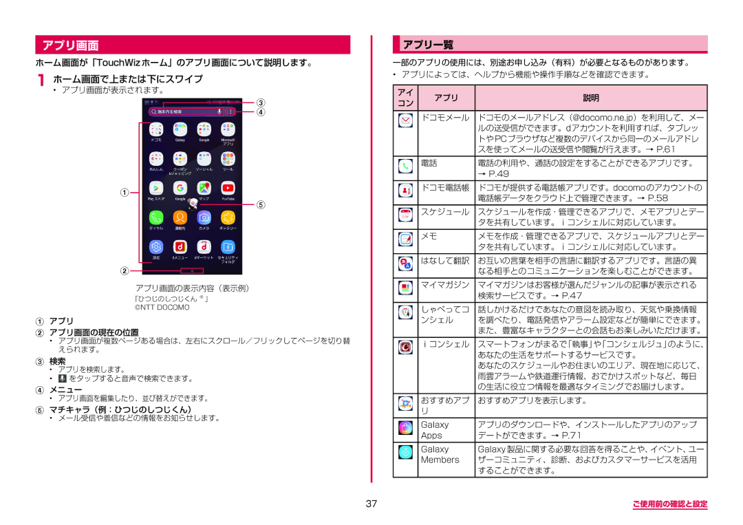 Samsung SM-A310DZWADCM, SM-A310DZKADCM, SM-A310DZGADCM, SM-A310DZIADCM manual アプリ一覧, ホーム画面で上または下にスワイプ アプリ画面が表示されます。 