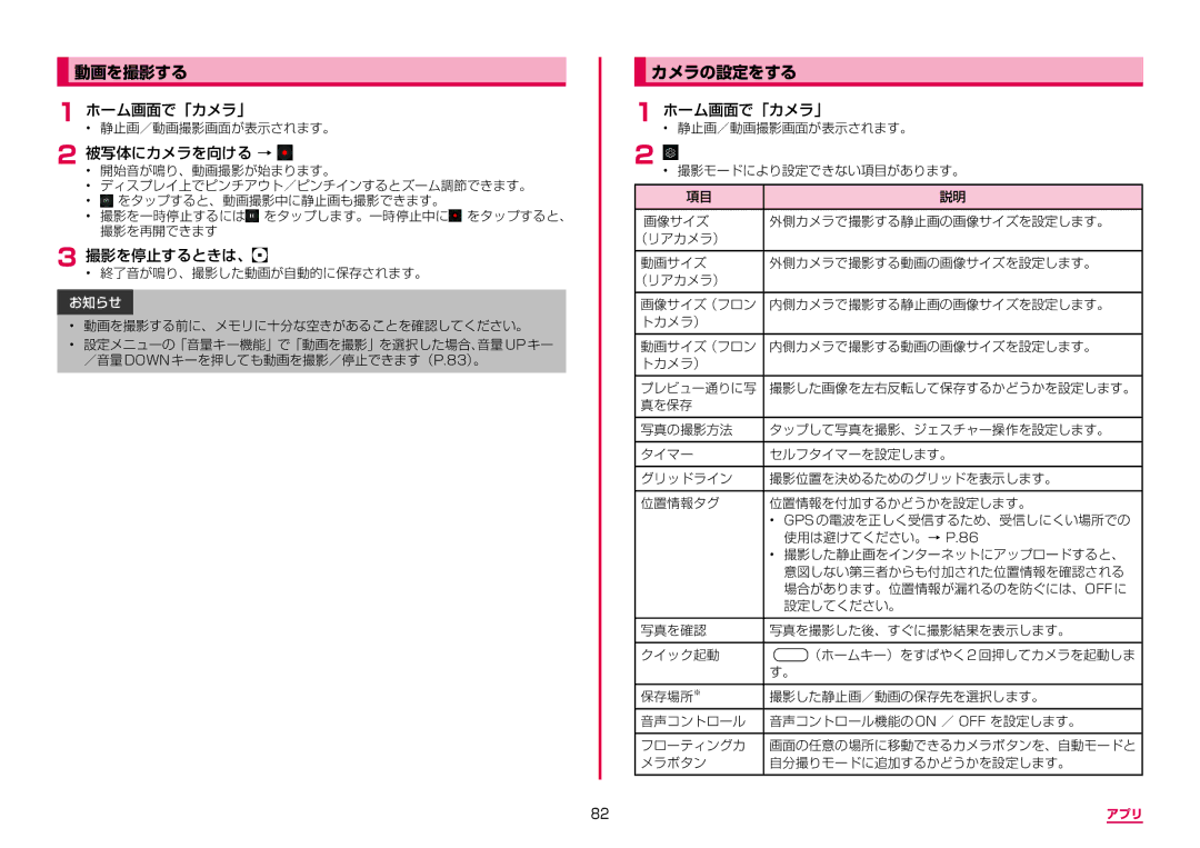 Samsung SM-A310DZKADCM, SM-A310DZGADCM, SM-A310DZIADCM, SM-A310DZWADCM manual 動画を撮影する, カメラの設定をする, 被写体にカメラを向ける → 