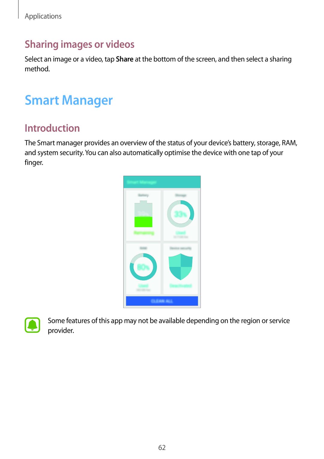 Samsung SM-A310FZWANEE, SM-A310FEDADBT, SM-A310FZKADBT, SM-A310FZDADBT manual Smart Manager, Sharing images or videos 