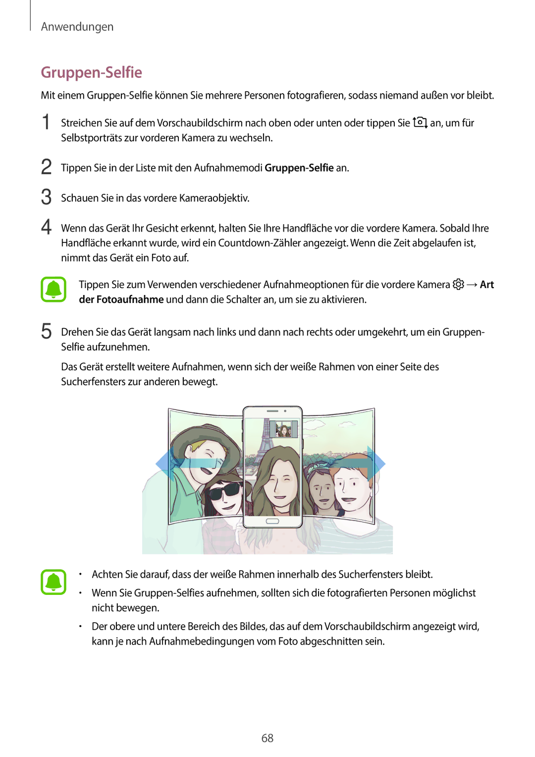 Samsung SM-A310FEDADBT, SM-A310FZKADBT, SM-A310FZDADBT, SM-A310FZWADBT manual Gruppen-Selfie 