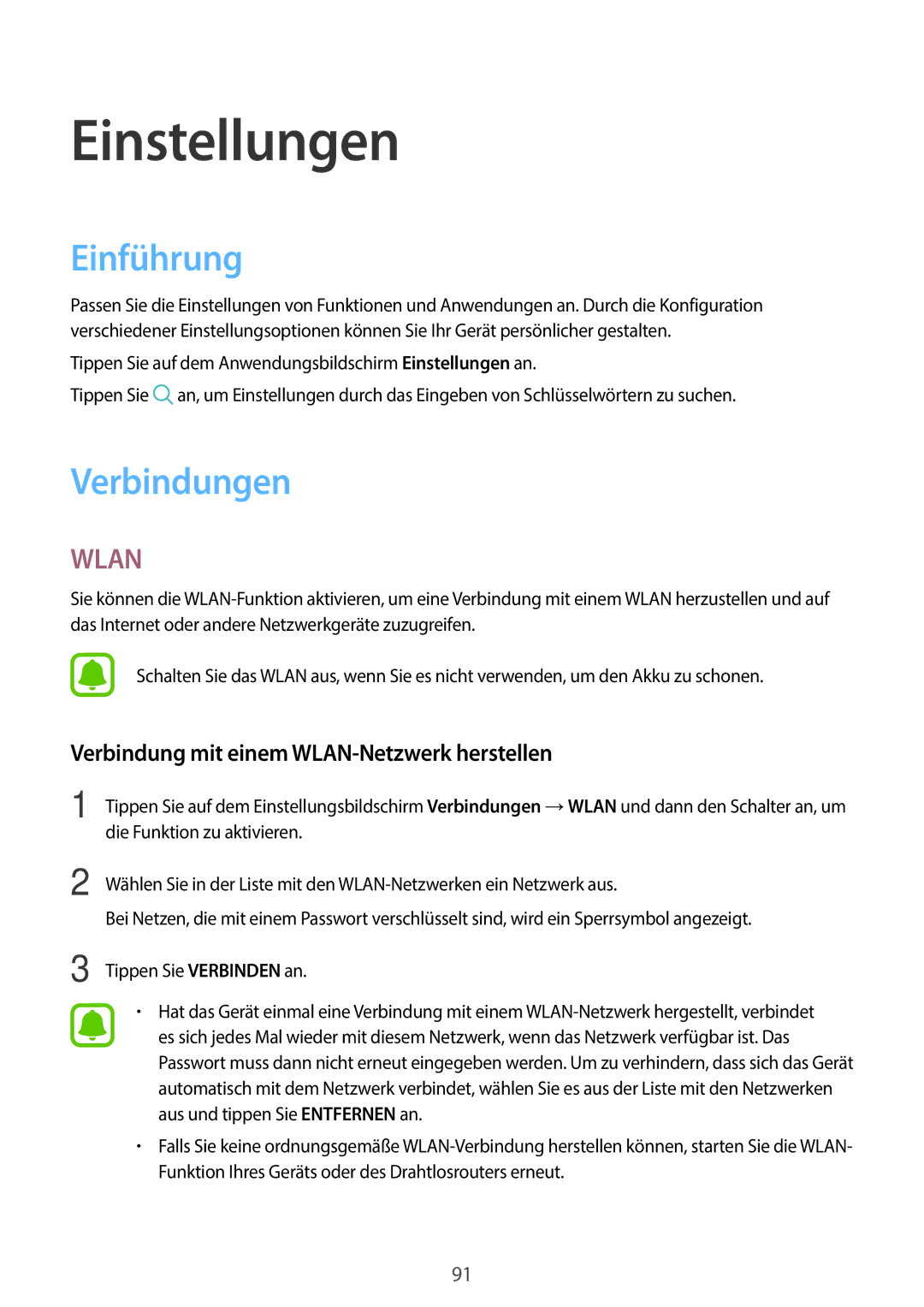 Samsung SM-A310FZWADBT, SM-A310FEDADBT manual Einführung, Verbindungen, Verbindung mit einem WLAN-Netzwerk herstellen 