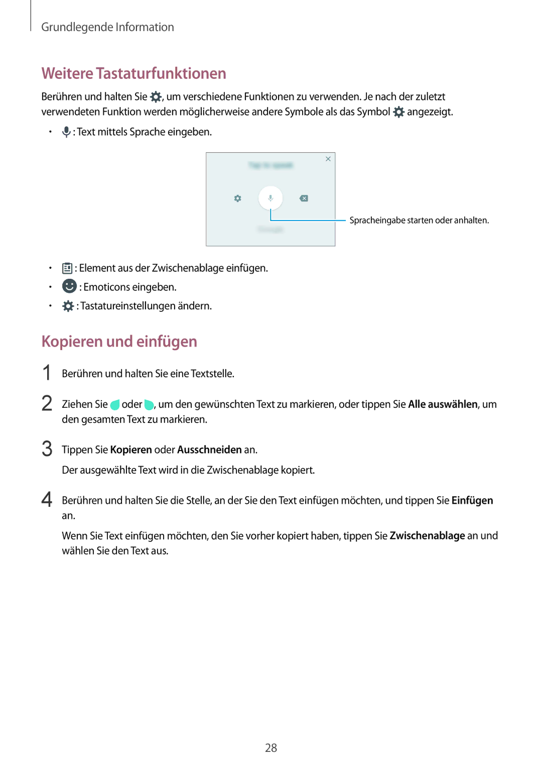 Samsung SM-A310FEDADBT, SM-A310FZKADBT, SM-A310FZDADBT, SM-A310FZWADBT Weitere Tastaturfunktionen, Kopieren und einfügen 