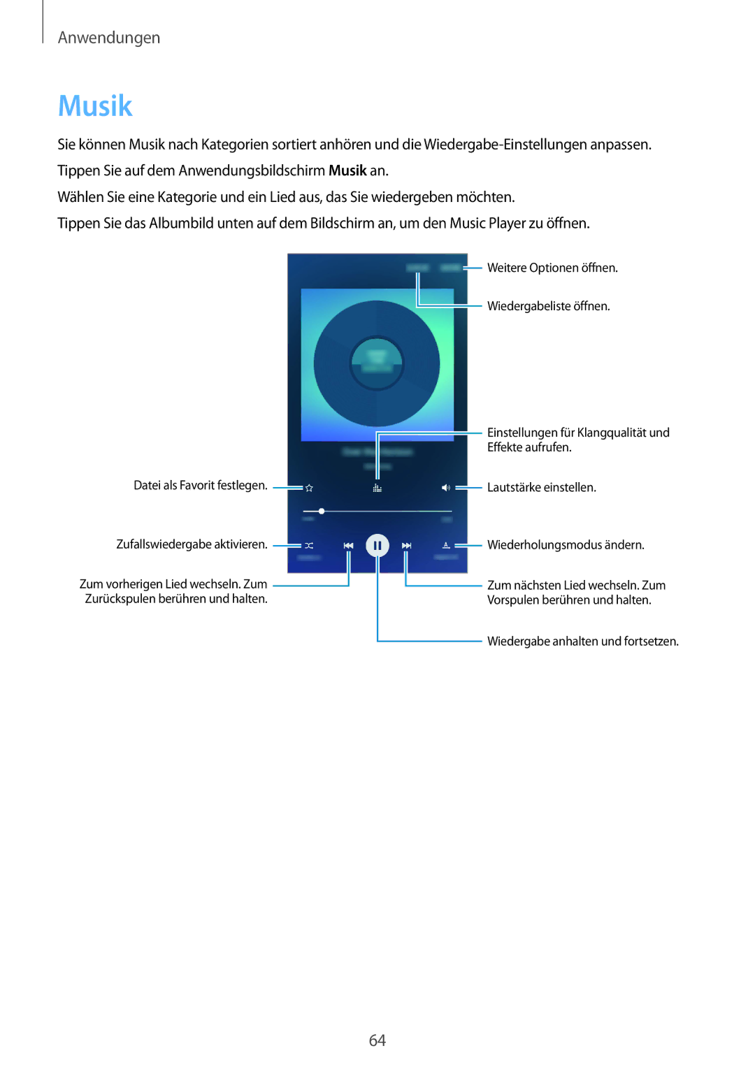 Samsung SM-A310FEDADBT, SM-A310FZKADBT, SM-A310FZDADBT, SM-A310FZWADBT manual Musik 