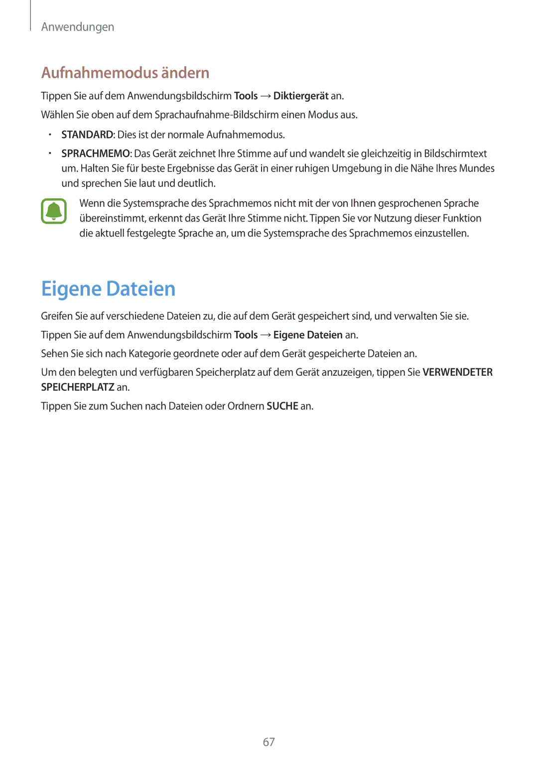 Samsung SM-A310FZWADBT, SM-A310FEDADBT, SM-A310FZKADBT, SM-A310FZDADBT manual Eigene Dateien, Aufnahmemodus ändern 