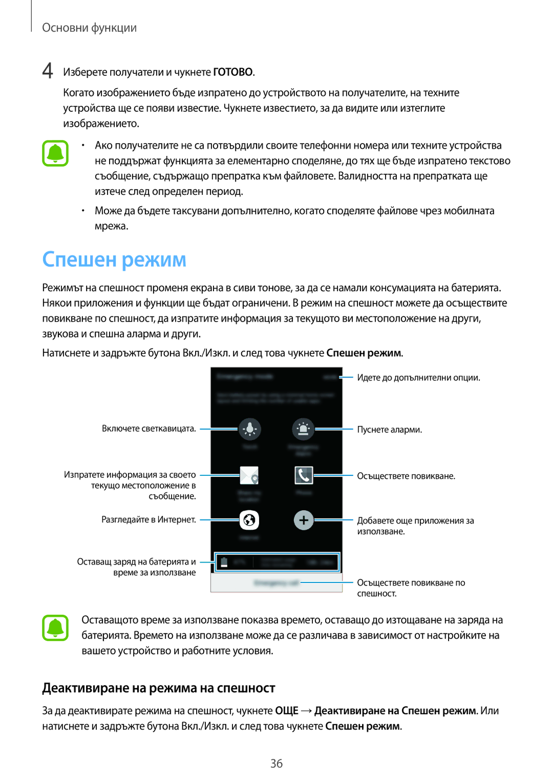 Samsung SM-A310FZDABGL manual Спешен режим, Деактивиране на режима на спешност 