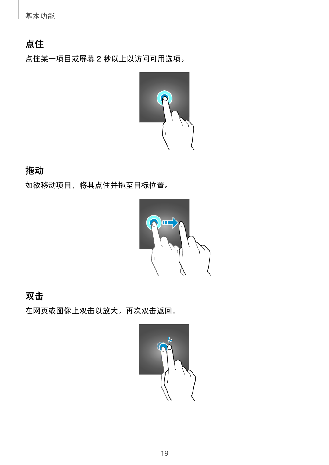 Samsung SM-A310FEDDXXV, SM-A310FZDDXXV, SM-A310FZKDXXV manual 基本功能 