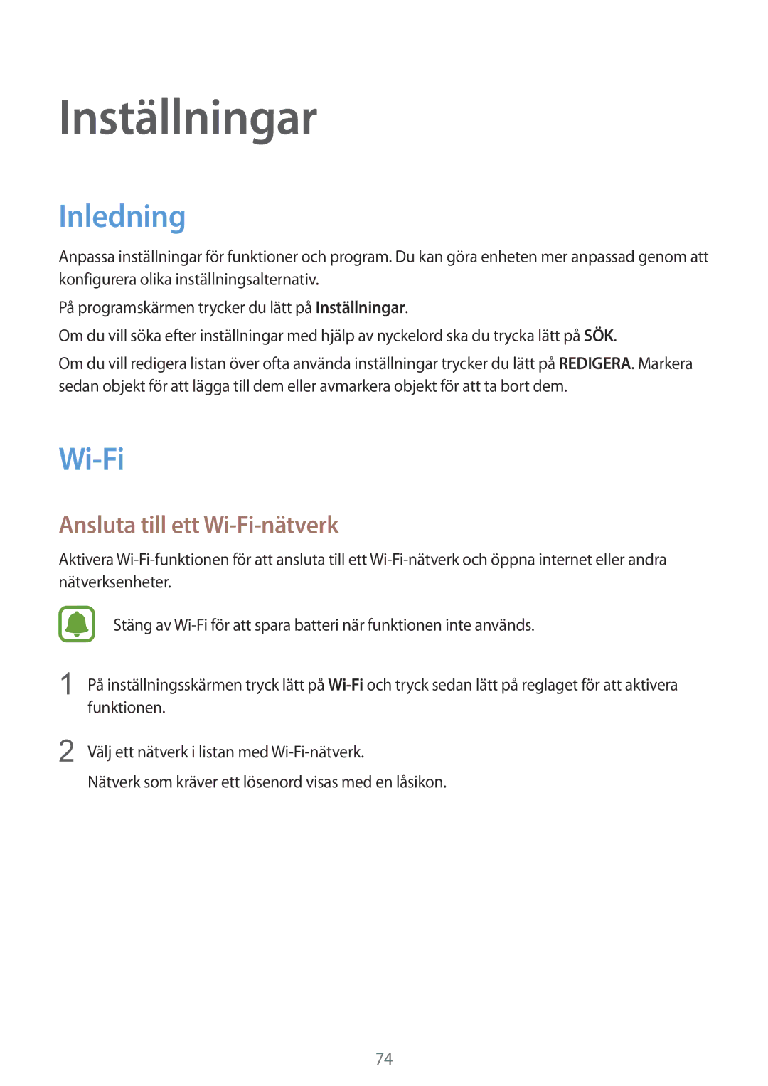 Samsung SM-A310FZDANEE, SM-A310FZKANEE, SM-A310FZWANEE manual Inledning, Ansluta till ett Wi-Fi-nätverk 