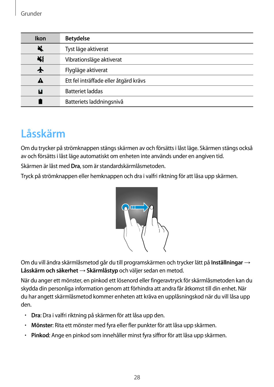 Samsung SM-A310FZWANEE, SM-A310FZKANEE, SM-A310FZDANEE manual Låsskärm 