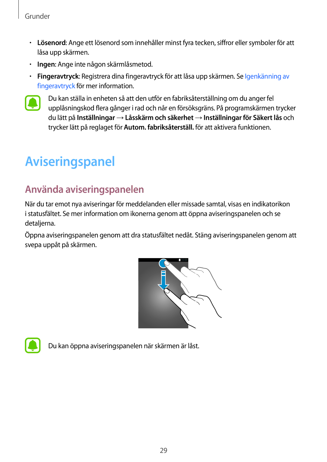 Samsung SM-A310FZDANEE, SM-A310FZKANEE, SM-A310FZWANEE manual Aviseringspanel, Använda aviseringspanelen 