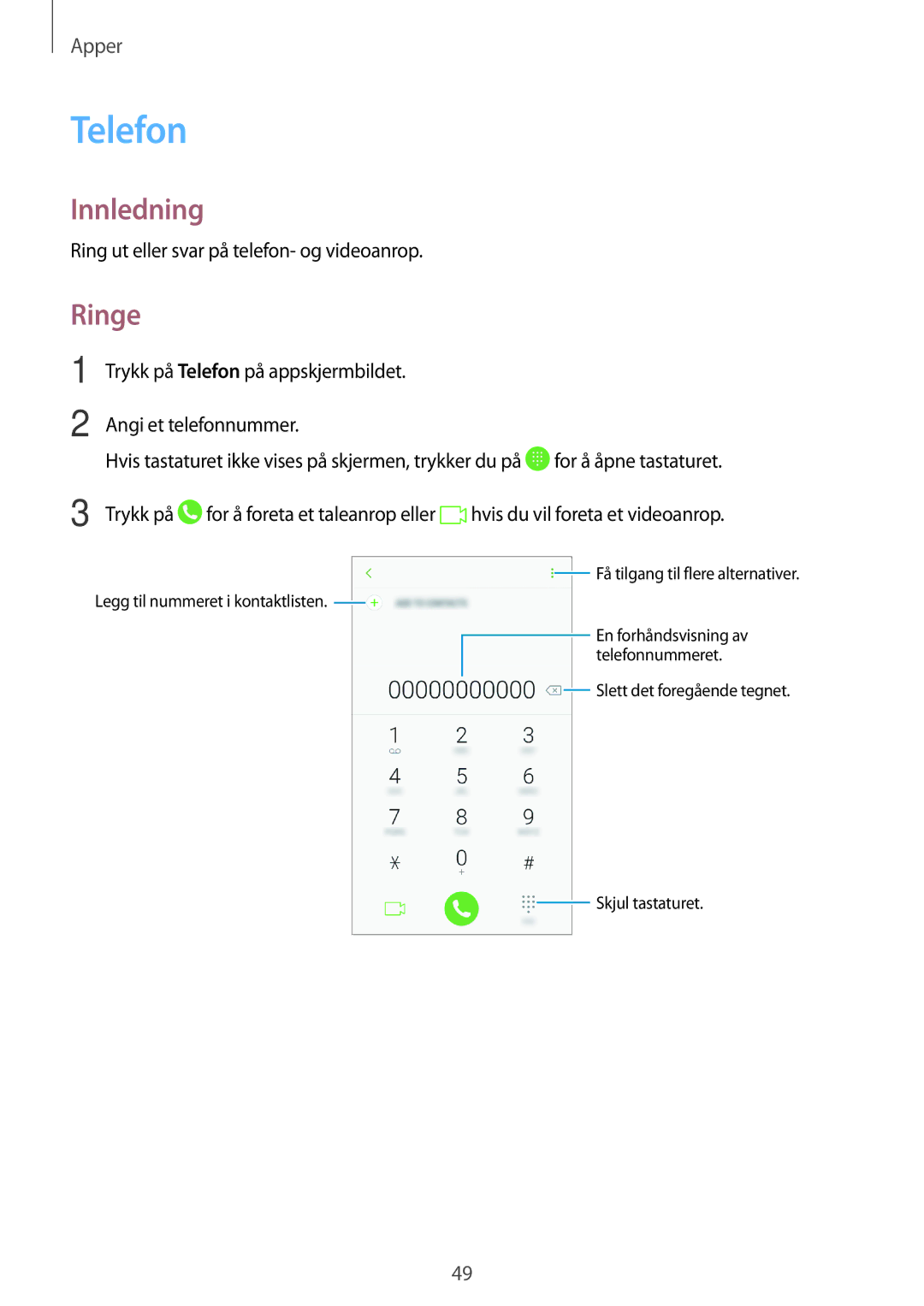 Samsung SM-A310FZWANEE, SM-A310FZKANEE, SM-A310FZDANEE manual Telefon, Ringe 