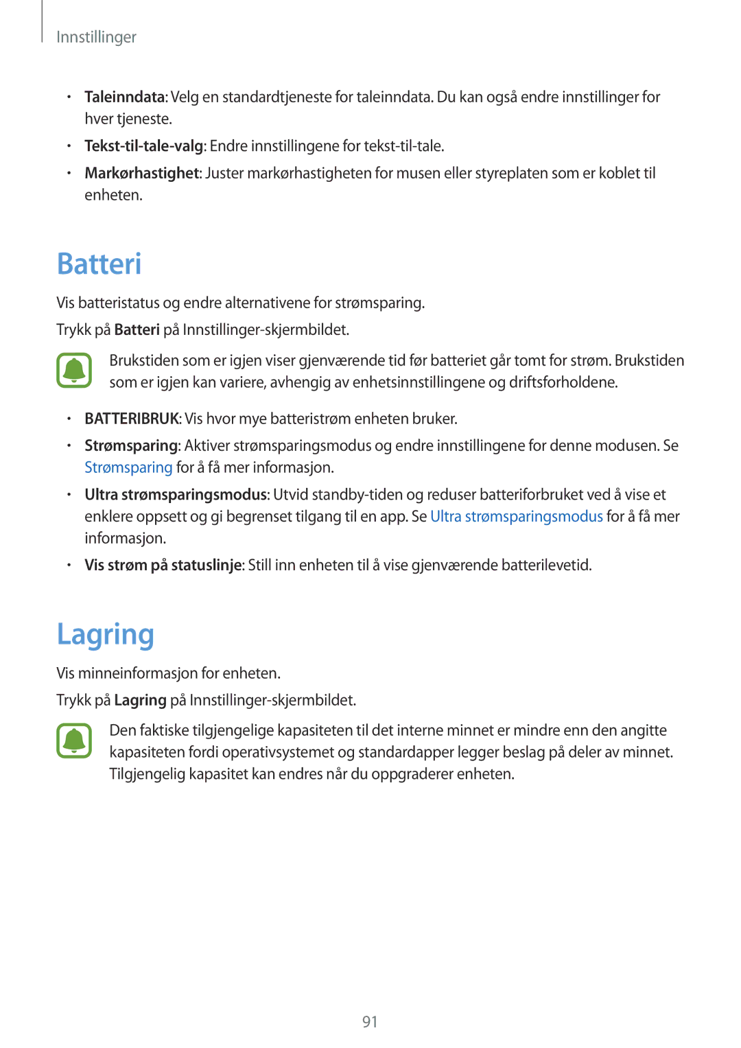 Samsung SM-A310FZWANEE, SM-A310FZKANEE, SM-A310FZDANEE manual Batteri, Lagring 