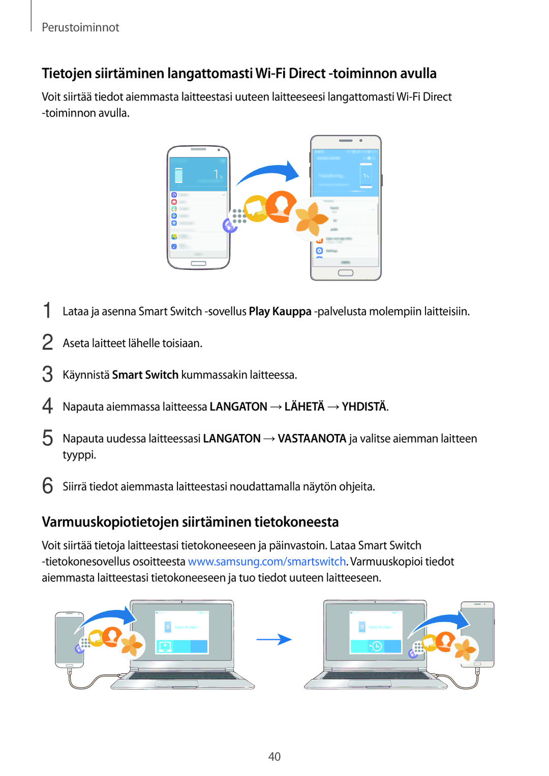 Samsung SM-A310FZWANEE, SM-A310FZKANEE, SM-A310FZDANEE manual Varmuuskopiotietojen siirtäminen tietokoneesta 