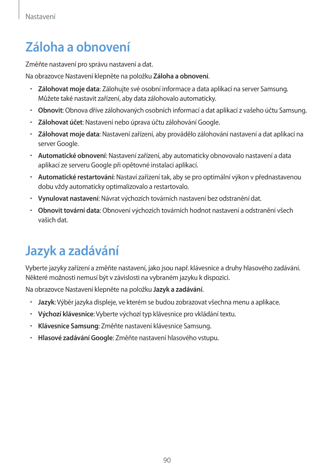 Samsung SM-A310FZKAO2C manual Záloha a obnovení, Jazyk a zadávání 