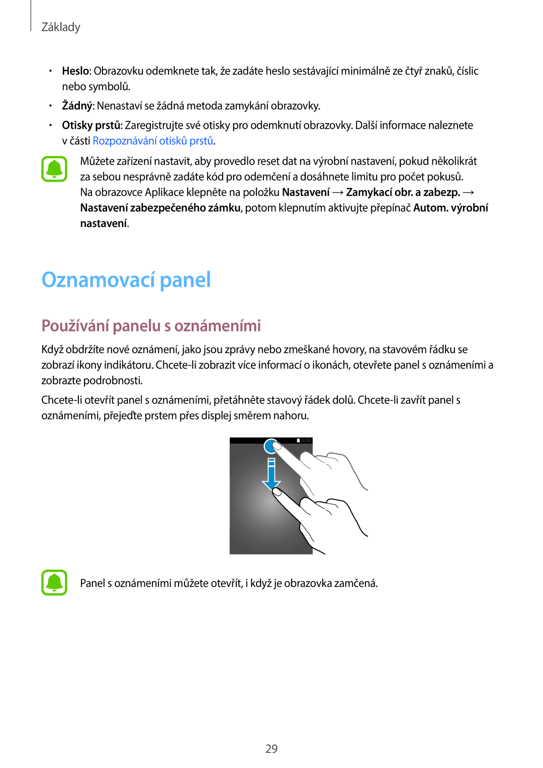 Samsung SM-A310FZKAO2C manual Oznamovací panel, Používání panelu s oznámeními 