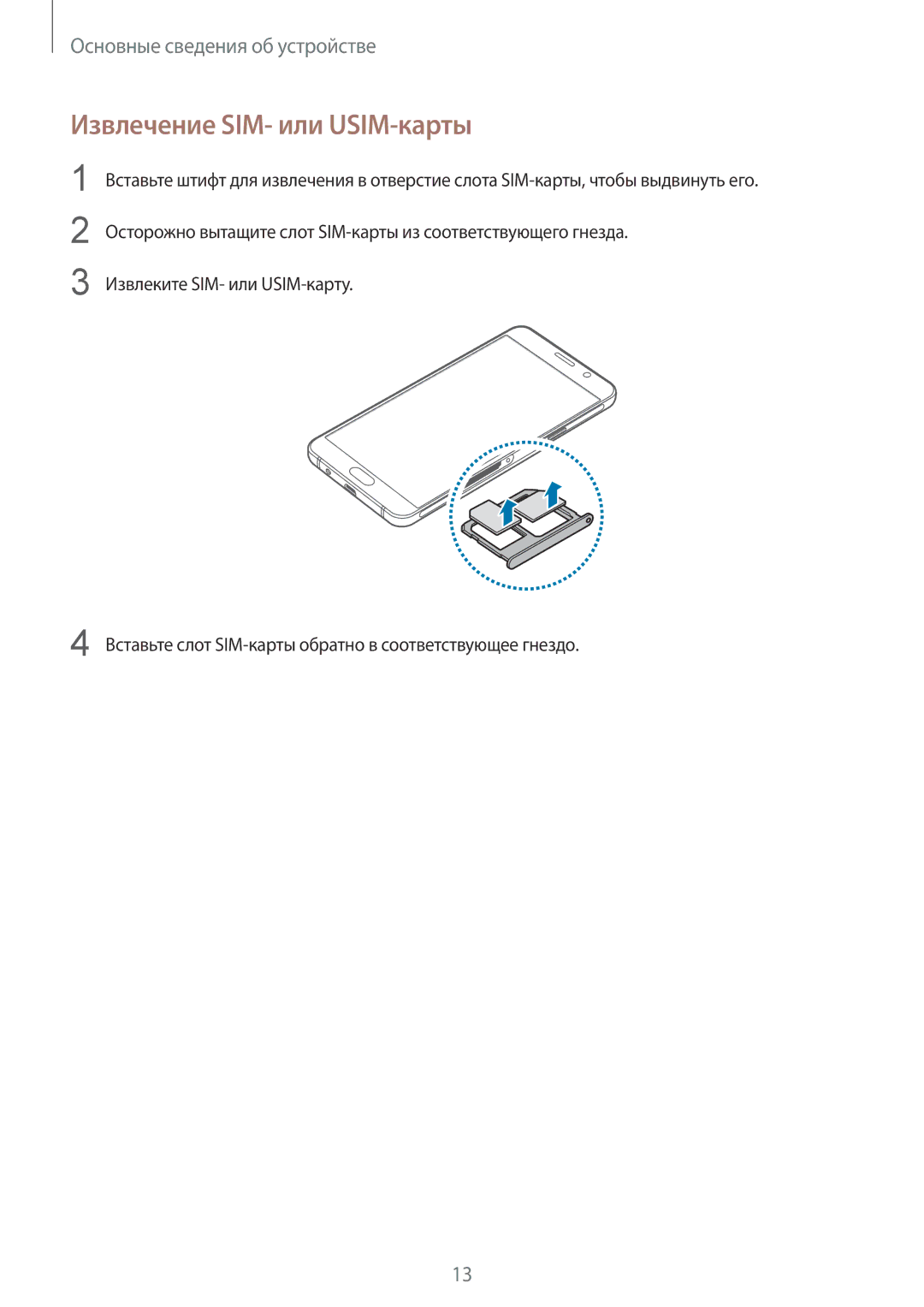 Samsung SM-A310FZDASEB, SM-A310FZKASEB, SM-A310FZKDSER, SM-A310FZWDSER, SM-A310FEDDSER manual Извлечение SIM- или USIM-карты 