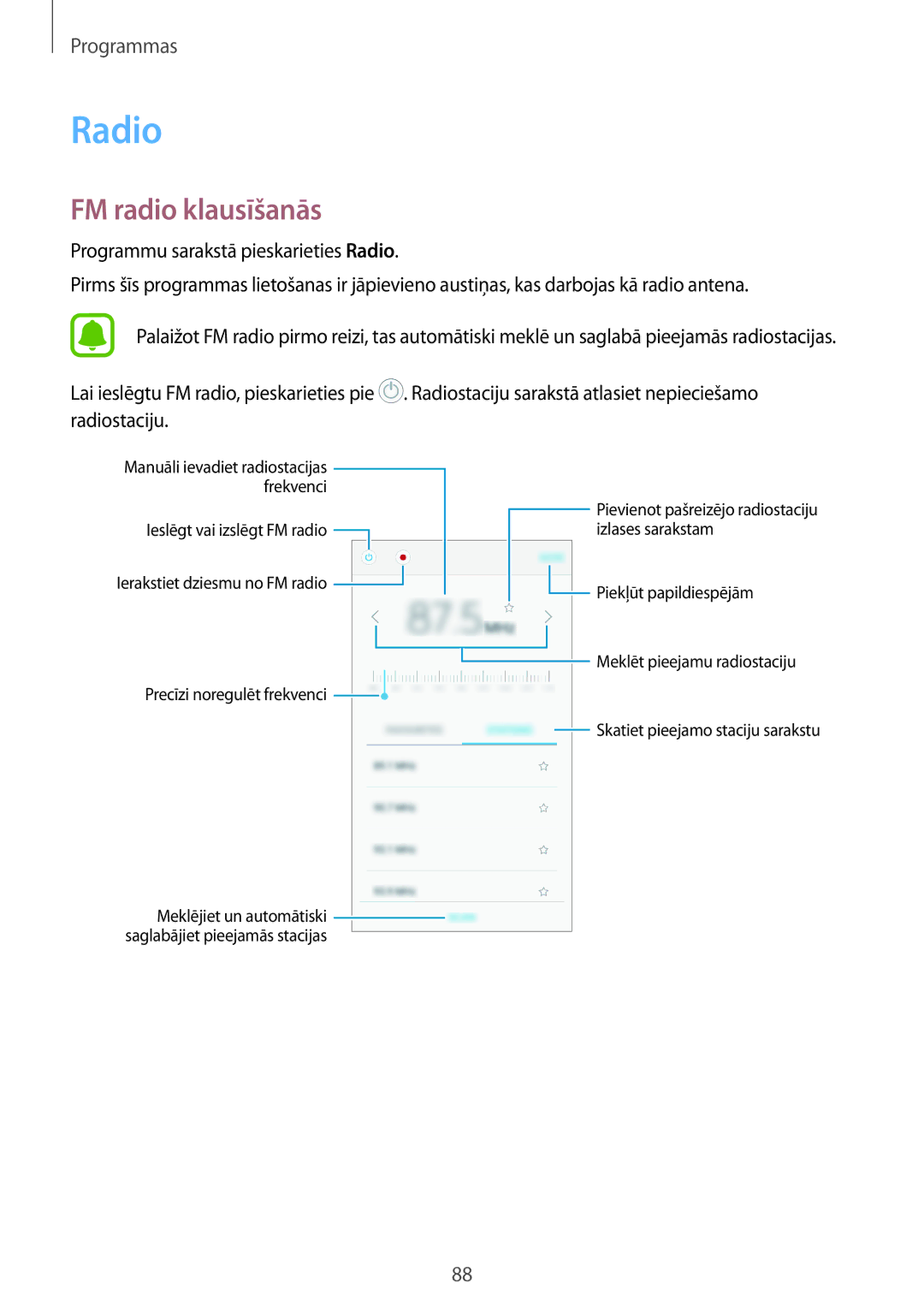 Samsung SM-A310FZKASEB, SM-A310FZDASEB manual Radio, FM radio klausīšanās 