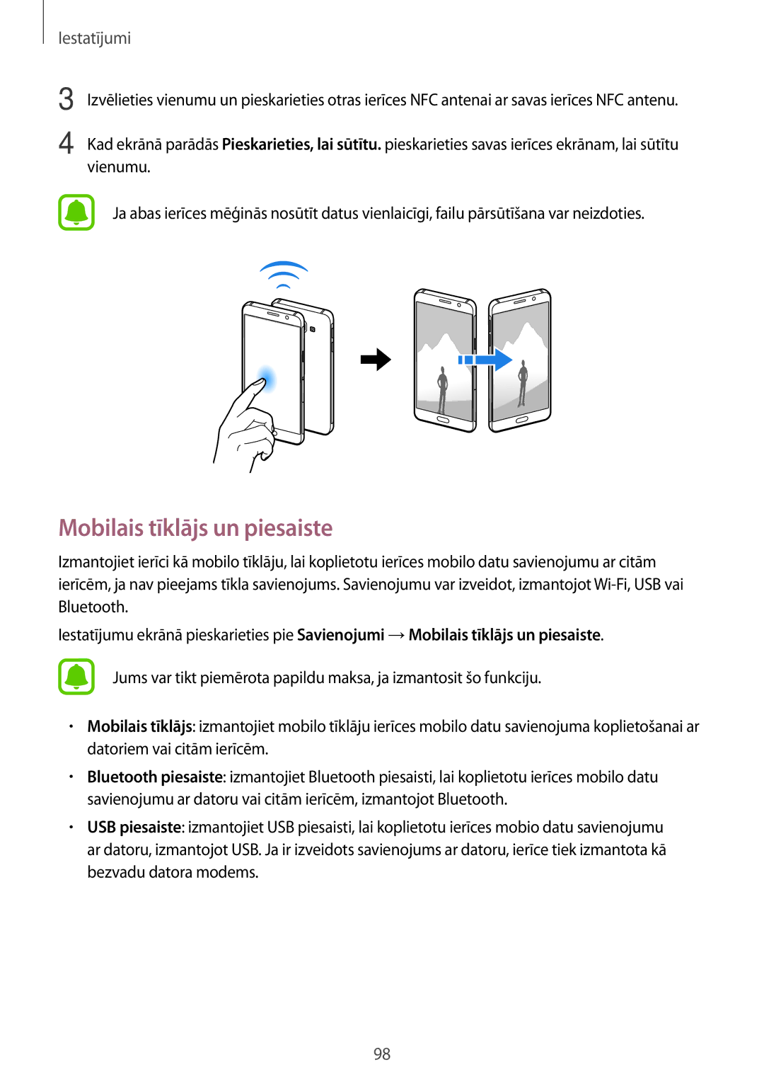 Samsung SM-A310FZKASEB, SM-A310FZDASEB manual Mobilais tīklājs un piesaiste 