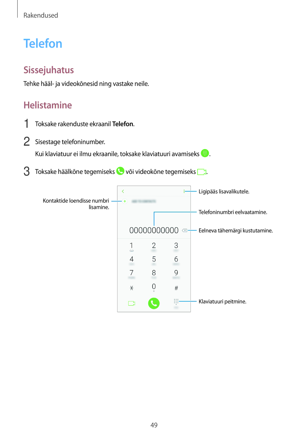 Samsung SM-A310FZDASEB, SM-A310FZKASEB manual Telefon, Helistamine 