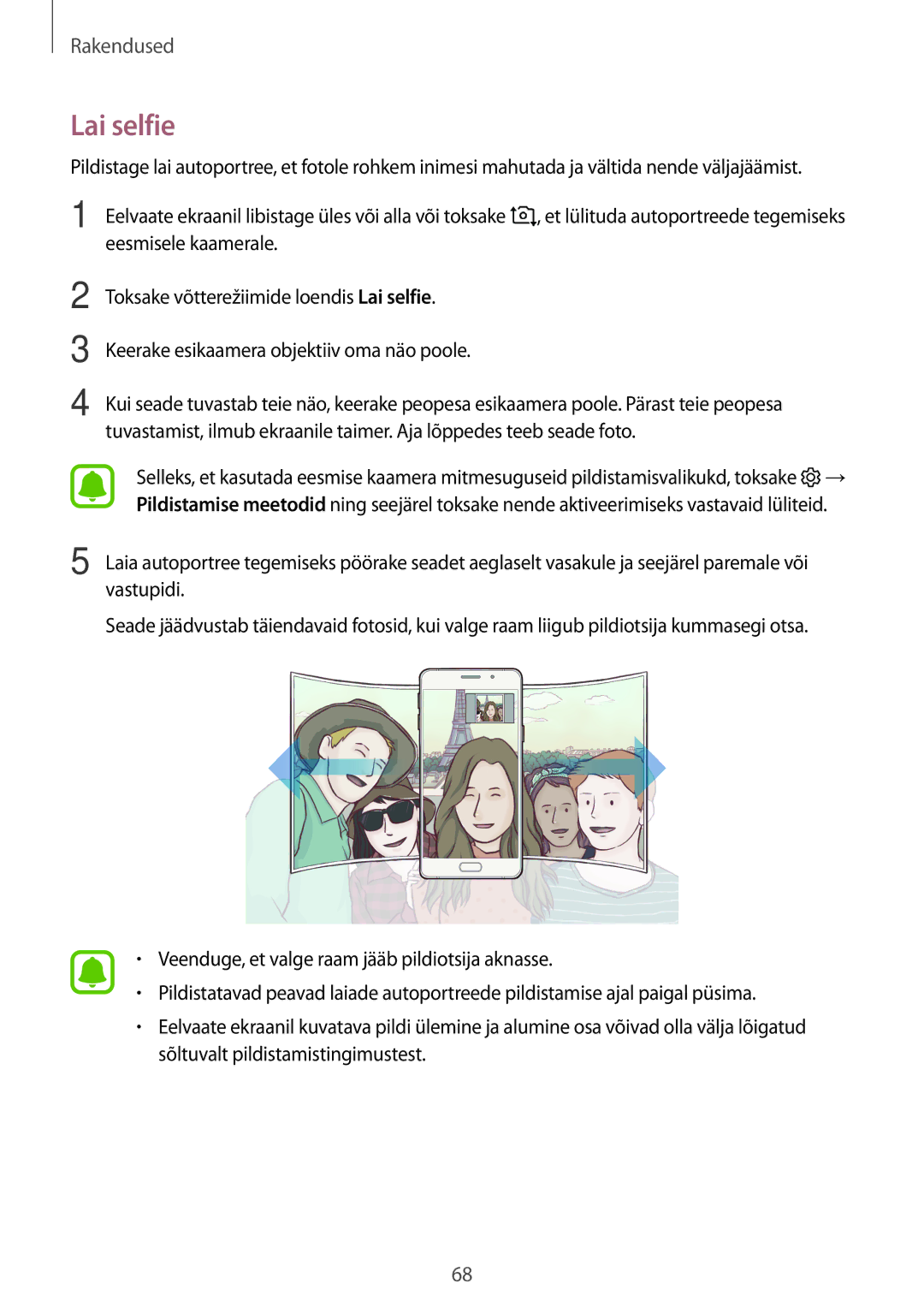 Samsung SM-A310FZKASEB, SM-A310FZDASEB manual Lai selfie 