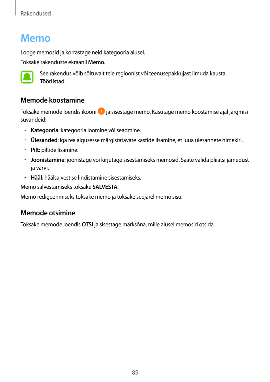 Samsung SM-A310FZDASEB, SM-A310FZKASEB manual Memode koostamine, Memode otsimine 