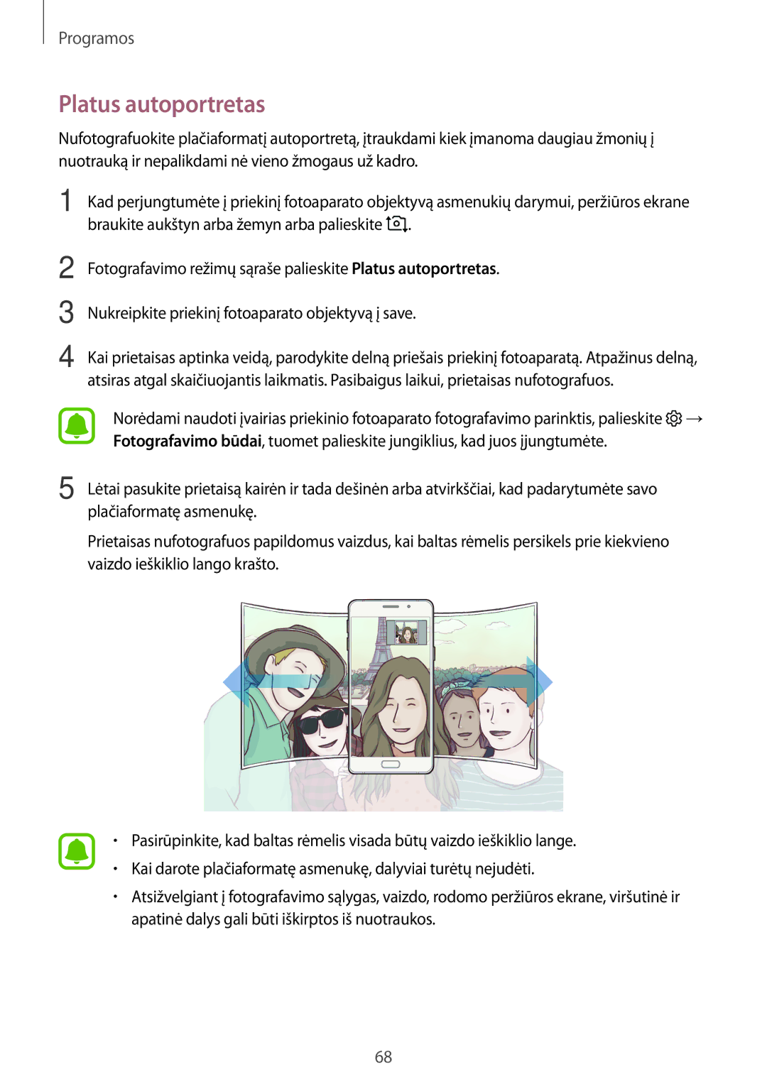 Samsung SM-A310FZKASEB, SM-A310FZDASEB manual Platus autoportretas 